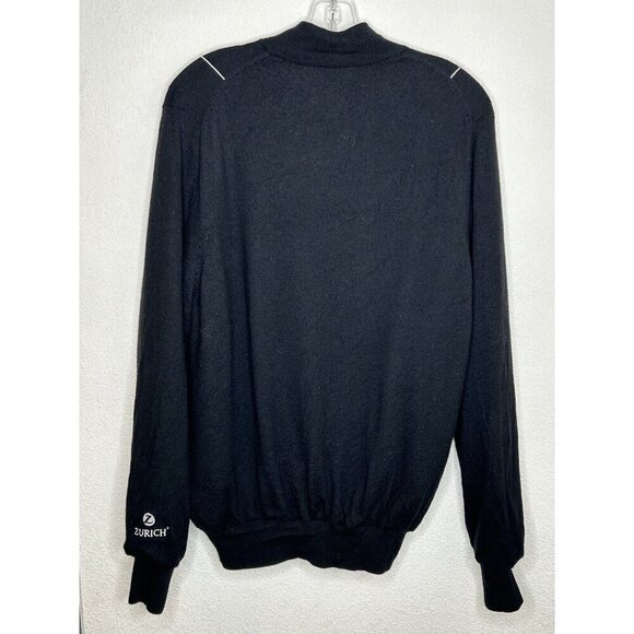 Fairway & Greene 1/4 Zip Merino Wool Mens Medium Zurich Black White Grid Golf - Picture 2 of 14